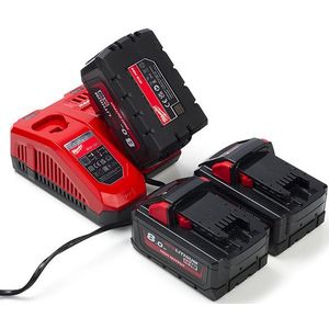 HNRG Pack: 3x Milwaukee M18 HB8 High Output accu's + lader (18 V, 8.0 Ah, origineel)