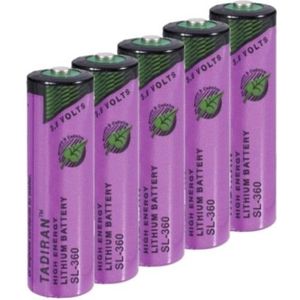 Aanbieding: 5 x Tadiran SL-360 / AA batterij (3.6V, 2400 mAh, Li-SOCl2)