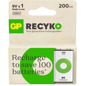 GP ReCyko Oplaadbare 9V / E-block / 6HR61 Ni-Mh Batterij (1 stuk, 200 mAh)