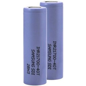 2 stuks Samsung INR21700-40T Li-ion batterij (3.6V, 35A, 4000 mAh)