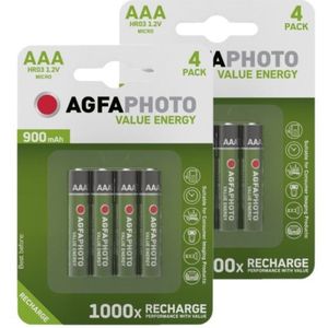 Agfaphoto Oplaadbare AAA / HR03 Ni-Mh Batterijen (8 stuks, 900 mAh)