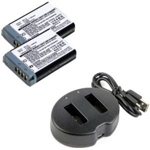 2 stuks: Canon NB-13L / 9839B001 accu's + lader (3.6 V, 1250 mAh, 123accu huismerk)