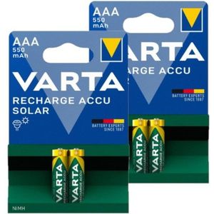 Varta Solar Oplaadbare AAA / HR03 Ni-Mh Batterijen (4 stuks, 550 mAh)