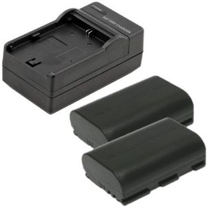 2 stuks: Canon LP-E6 / LP-E6N / LP-E6NH accu's + lader (7.2 V, 1600 mAh, 123accu huismerk)