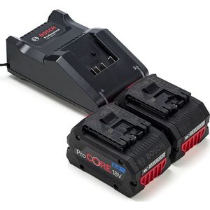 Starterset: 2x Bosch ProCORE 18 V / 1600A016GK accu's + lader (18 V, 8.0 Ah, origineel)