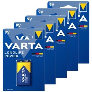 Varta Longlife Power 9V / 6LR61 / E-Block Alkaline Batterij 5 stuks