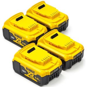 Startset: 4x DeWalt DCB184 XR Li-ion accu's (18 V, 5.0 Ah, origineel)