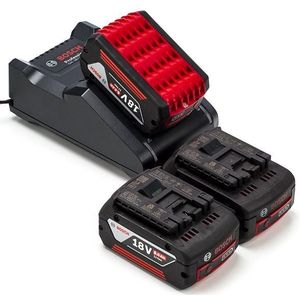 Starterset: 3x Bosch GBA 18V accu's + lader (18 V, 6.0 Ah, origineel)