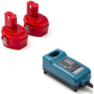 Startset: 2x Makita PA14 / 1422 / 1434 / 1435 accu's + lader (14.4 V, 3.0 Ah, 123accu huismerk)
