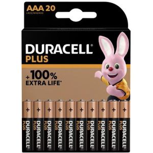Duracell Plus 100% Extra Life AAA / MN2400 / LR03 Alkaline Batterij (20 stuks)