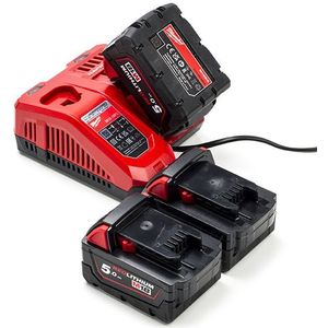 NRG Pack: 3x Milwaukee M18 B5 / 4932430483 accu's + lader (18 V, 5.0 Ah, origineel)