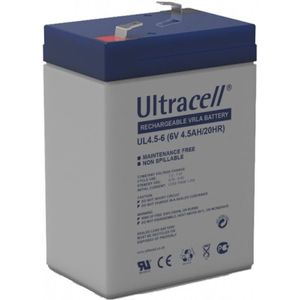 Ultracell UL4.5-6 VRLA AGM Loodaccu (6V, 4.5 Ah, T1 terminal)