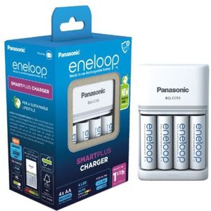 Panasonic Eneloop Oplaadbare AA Batterijen + Smart Plus Charger (4 stuks, 2000 mAh)