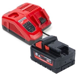 HNRG Pack: Milwaukee M18 HB5.5 High Output accu + lader (18 V, 5.5 Ah, origineel)
