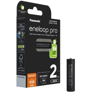 Panasonic eneloop pro AAA/Micro NiMH-batterij (2 stuks), oplaadbare batterij