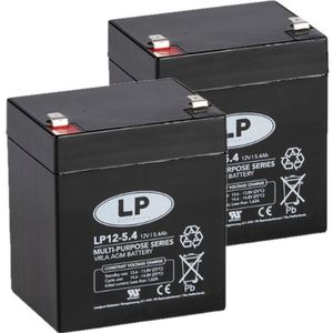 2 Stuks: Landport LP12-5.4 VRLA AGM Loodaccu's (12V, 5.4 Ah, T1 terminal)