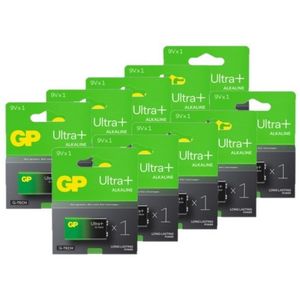 GP Ultra+ G-Tech 9V / 6LR61 / E-Block Alkaline Batterij 10 stuks