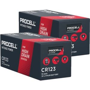 Aanbieding: Duracell Procell Intense CR123 / CR123A Lithium Batterijen (20 stuks, 3V, 1600 mAh)