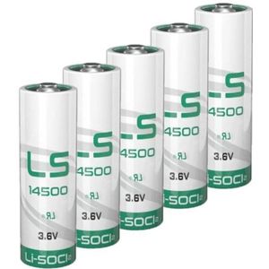 Aanbieding: 5 x Saft LS14500 / AA batterij (3.6V, 2600 mAh, Li-SOCl2)