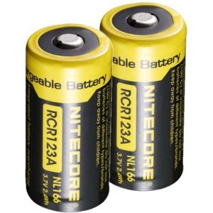 2 stuks Nitecore RCR123A / 16340 Oplaadbare Batterijen (3.7 V, Li-ion, 650 mAh)