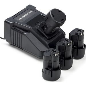 Startset: 4x Bosch GBA 12V accu's + Lader (10.8V-12V, 2.0 Ah, 123accu huismerk)