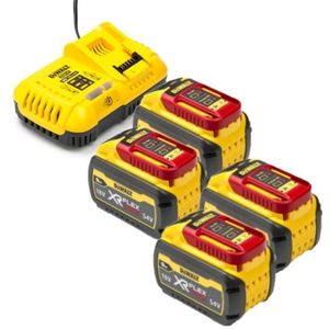 Starterset: 4x DeWalt DCB547-XJ / XR FlexVolt accu's + lader (18V / 54V, 9.0Ah, origineel)