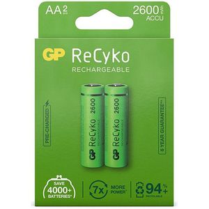 GP ReCyko Oplaadbare AA / HR06 Ni-Mh Batterijen (2 stuks, 2600 mAh)