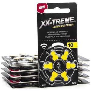 XX-TREME Longlife Extra 10 / PR70 / Geel gehoorapparaat batterij 60 stuks (123accu huismerk)