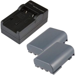 2 stuks: Canon NB-2LH / 9612A001 accu's + lader (7.4 V, 600 mAh, 123accu huismerk)