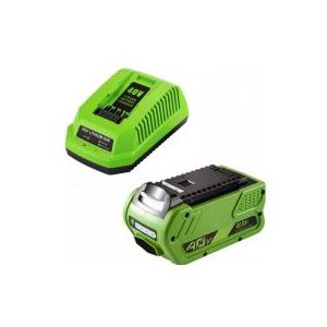 Starterkit: GreenWorks G40B2 / G-MAX 40V accu + lader (40 V, 2.0 Ah, 123accu huismerk)