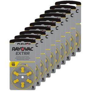 Rayovac Extra Advanced 10 / PR70 / Geel voordeelpak 60 stuks