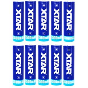 10 x XTAR 18650 batterij (3.7 V, 3500 mAh, 10A)