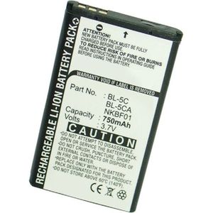 Nokia BL-5C / BL-5CA / BL-5CB accu (750 mAh, 123accu huismerk)