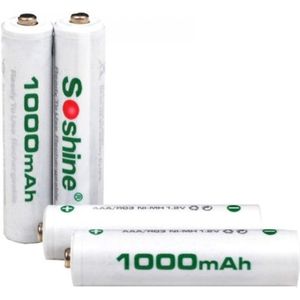Soshine Oplaadbare AAA / HR03 Ni-Mh Batterijen (4 stuks, 1000 mAh)
