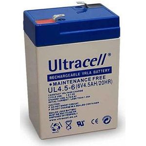 Ultracell UL4.5-6 VRLA AGM Loodaccu (6V, 4.5 Ah, T1 terminal)