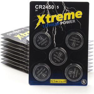 123accu Xtreme Power CR2450 3V Lithium knoopcel batterij 50 stuks