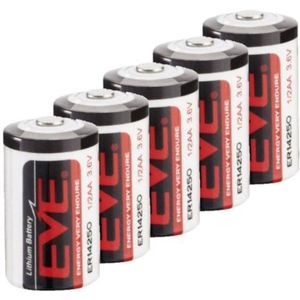 Aanbieding: 5 x EVE ER14250 / 1/2 AA batterij (3.6V, 1200 mAh, Li-SOCl2)