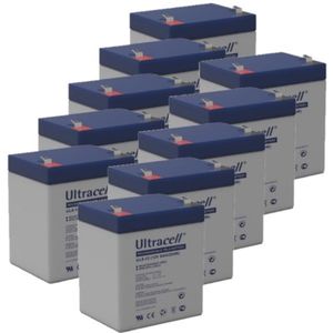 10 Stuks: Ultracell UL5-12 VRLA AGM loodaccu's (12V, 5.0 Ah, T1 terminal)