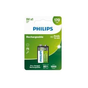 Philips Oplaadbare 9V / E-block / 6HR61 Ni-Mh Batterij (5 stuks, 170 mAh)