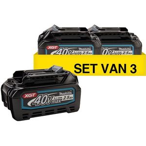 Startset: 3 stuks Makita BL4025 XGT / 40V Max / 191B36-3 accu's (40 V, 2.5 Ah, origineel)