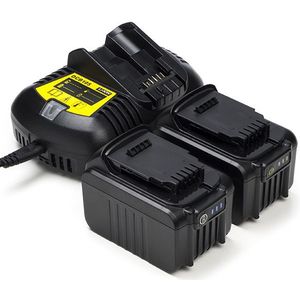 Startset: 2x DeWalt DCB144 XR Li-ion accu's + lader (14.4 V, 6.0 Ah, 123accu huismerk)