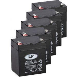 5 Stuks: Landport LP12-5.4 VRLA AGM Loodaccu's (12V, 5.4 Ah, T2 terminal)