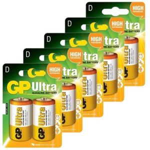GP Ultra LR20 / D Alkaline Batterij 10 stuks