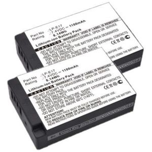 2 stuks: Canon LP-E17 / 9967B002 accu's (7.4 V, 1100 mAh, 123accu huismerk)