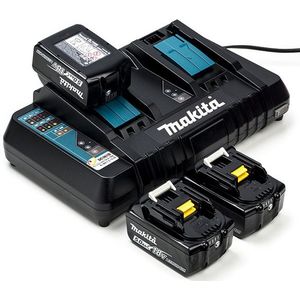 Startset: 3x Makita BL1850B / 18V LXT accu + duolader (18 V, 5.0 Ah, origineel
