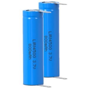 2 stuks: LIR14500 / 14500 batterij met soldeerlippen (3.7 V, 800 mAh, 123accu huismerk)