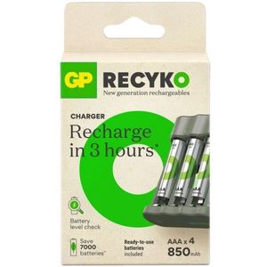 GP USB Basislader + GP ReCyko Oplaadbare AAA / HR03 Ni-Mh Batterijen (4 stuks, 850 mAh)