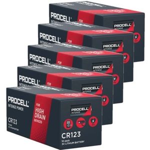 Aanbieding: Duracell Procell Intense CR123 / CR123A Lithium Batterijen (50 stuks, 3V, 1600 mAh)