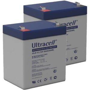 2 Stuks: Ultracell UL5-12 VRLA AGM loodaccu's (12V, 5.0 Ah, T1 terminal)