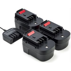 3x Black & Decker HPB14 / A1714 / A14 accu + lader (14.4 V, 2.0 Ah, 123accu huismerk)